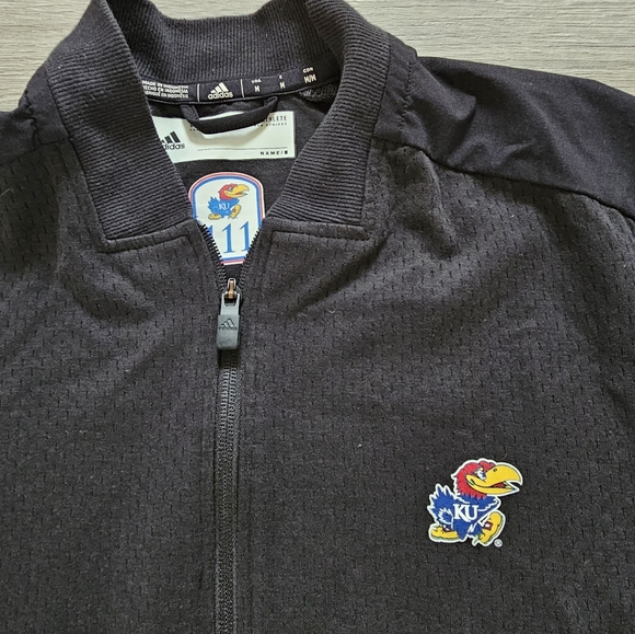 Adidas Kansas Jayhawks Climalite Zip Up Warm Up Jacket Mens Medium - Picture 2 of 5